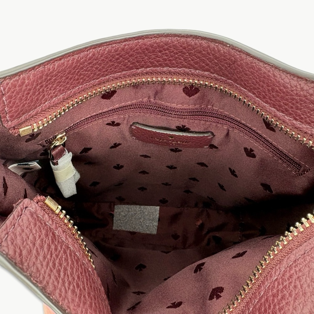 Kate Spade Leila North South Leather Crossbody OS Sherrywood Minimalist Classic - Picture 7 of 16